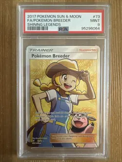 Pokemon Breeder - 73/73 - Full Art Rare Shining Legends - Pokemon Card PSA 9 - Image 1