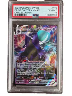 POKEMON CARD SHADOW RIDER CALYREX VMAX #75 CHILLING REIGN GRADED PSA 10 GEM MINT - Image 1