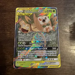 Rowlet & Alolan Exeggutor GX (1/236) Unified Minds Tag Team Holo Pokemon Card! - Image 1