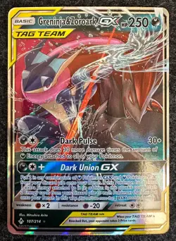 GRENINJA & ZOROARK GX 107/214 UNBROKEN BONDS TAG TEAM POKEMON CARD - Image 1