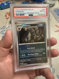2025 Pokemon PRE EN-PRISMATIC EVOLUTIONS Master ball UMBREON PSA 8 TCG Card - Image 1