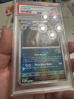 2025 Pokemon PRE EN-PRISMATIC EVOLUTIONS Master ball UMBREON PSA 8 TCG Card - Image 2