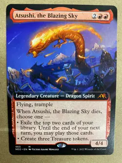 MTG 1x EXTENDED ART Atsushi, the Blazing Sky Kamigawa: Neon Dynasty Magic x1 NM - Image 1
