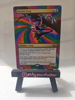 Psychic Frog Hand Painted Alter Altered Art MTG Magic the Gathering - Image 1