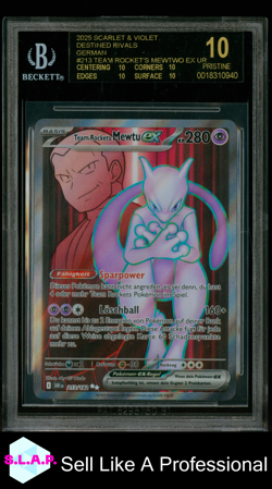 TEAM ROCKET'S MEWTWO EX UR 2025 POKEMON SC & VI DESTINED RIVALS GER 213 BGS 10 - Image 1