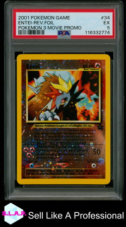 ENTEI-REV.FOIL POKEMON 3 MOVIE PROMO POKEMON GAME MOVIE 2001 34 PSA 5 - Image 1