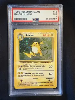 1999 Pokemon Game Raichu Holo #14 PSA 7 NM - Image 1