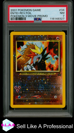 ENTEI-REV.FOIL POKEMON 3 MOVIE PROMO POKEMON GAME MOVIE 2001 34 PSA 7 - Image 1