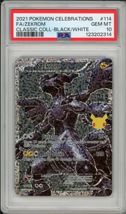 2021 Pokemon Celebrations Zekrom Classic Collection Black White #114 PSA 10 - Image 1