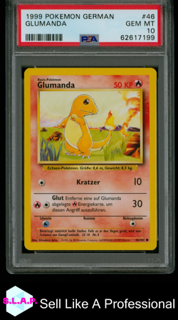 GLUMANDA POKEMON GERMAN 1999 46 PSA 10 - Image 1