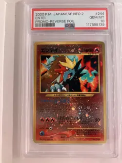 Entei 244 Neo 2 Premium Reverse Holo File Promo PSA 10 Japanese Pokemon 2000 - Image 1