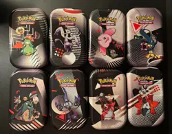 Unova Mini Tin Set of 8 Display Box EMPTY Pokemon Black Bolt 🖤 White Flare 🤍 - Image 1