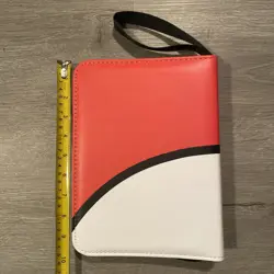 Pokemon card binder for Pokemon cards, 50 sleeves, 9.5x7" red/white cover - Image 1