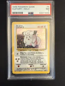 PSA 7 CLEFAIRY 5/102 Unlimited Base Set Holo Rare 1999 Pokemon Card Near Mint NM - Image 1