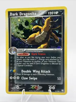 Dark Dragonite Holo Swirl 15/109 2004 Pokemon EX Team Rocket MP Pokemon card - Image 1
