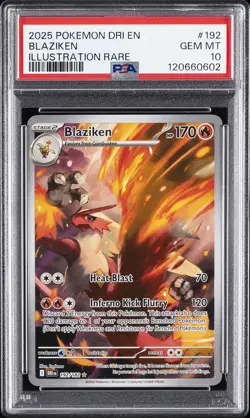 2025 POKEMON DRI EN-DESTINED RIVALS ILLUSTRATION RARE #192 BLAZIKEN PSA 10 - Image 1