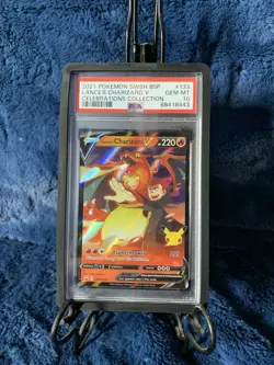 PSA 10 GEM MINT 2021 Pokemon Celebrations Lance’s Charizard V Promo Card SWSH133 - Image 1