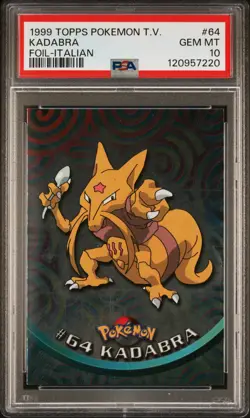 1999 Topps Pokemon Trading Card - Kadabra #64 FOIL ITALIAN POP 1 - PSA 10 - Image 1
