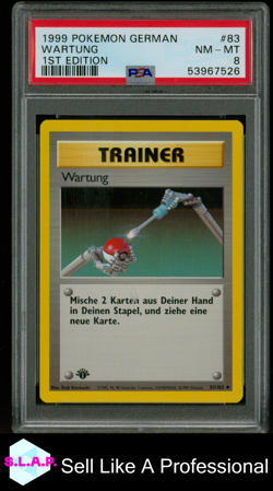 WARTUNG 1ST EDITION POKEMON GERMAN 1999 83 PSA 8 - Image 1