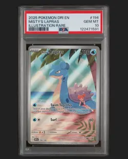2025 POKEMON DRI EN-DESTINED RIVALS ILLUSTRATION RARE #194 MISTY'S LAPRAS PSA 10 - Image 1