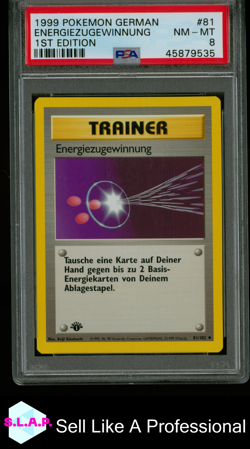 ENERGIEZUGEWINNUNG 1ST EDITION POKEMON GERMAN 1999 81 PSA 8 - Image 1