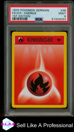 FEUER-ENERGIE 1ST EDITION POKEMON GERMAN 1999 98 PSA 9 - Image 1