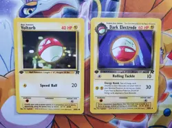 1st Edition Dark Electrode 34/82 Voltorb 69/82 - Team Rocket Set Pokemon TCG NM - Image 1