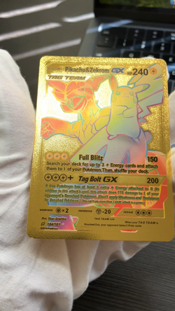 Pikachu & Zekrom GX Premium Gold Foil Fan Art Vinyl Textured Pokemon - Image 2