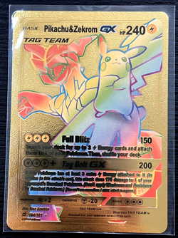 Pikachu & Zekrom GX Premium Gold Foil Fan Art Vinyl Textured Pokemon - Image 4