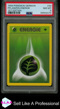 PFLANZEN-ENERGIE 1ST EDITION POKEMON GERMAN 1999 99 PSA 8 - Image 1