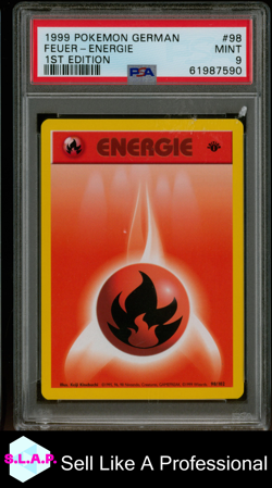 FEUER-ENERGIE 1ST EDITION POKEMON GERMAN 1999 98 PSA 9 - Image 1