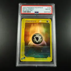 PSA 8 Metal Energy 143/147 Aquapolis E Series Reverse Holo Graded Pokemon Card - Image 1