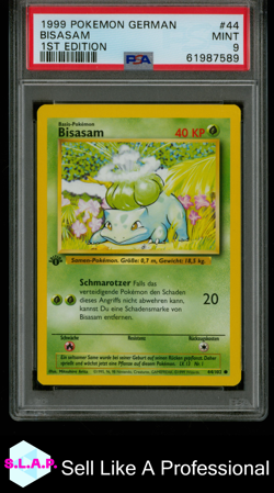 BISASAM 1ST EDITION POKEMON GERMAN 1999 44 PSA 9 - Image 1