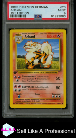 ARKANI 1ST EDITION POKEMON GERMAN 1999 23 PSA 9 - Image 1