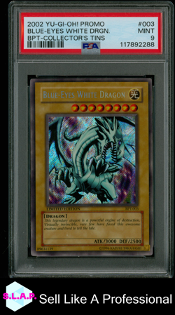 BLUE-EYES WHITE DRGN. YU-GI-OH! PRM BPT-COLLECTOR'S TINS BPT-003 2002 003 PSA 9 - Image 1