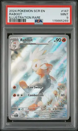 Pokemon TCG Raboot Card 147/142 Stellar Crown Holo Illustration Rare PSA 9 2024 - Image 1