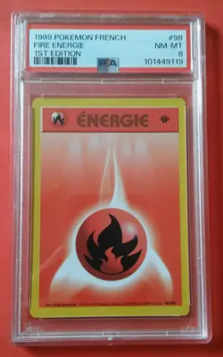 1999 French 1st Edition Pokemon - Fire Energie card PSA grade 8 - Image 1