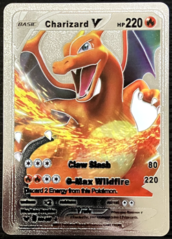 Charizard V Basic Silver Foil Fan Art Vinyl Collector Pokemon Card Costumed - Image 1
