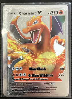 Charizard V Basic Silver Foil Fan Art Vinyl Collector Pokemon Card Costumed - Image 4