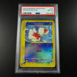 PSA 8 Goldeen 111/165 Expedition E Series Reverse Holo Graded Pokemon Card - Image 1