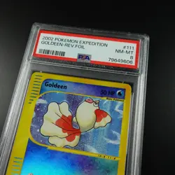 PSA 8 Goldeen 111/165 Expedition E Series Reverse Holo Graded Pokemon Card - Image 2