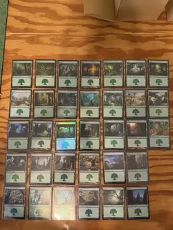 Magic The Gathering Foil Forests x33 Various Sets Lot Sleeved - Image 1
