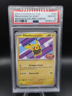 2024 Pokemon Pikachu's Indonesia Journey Pikachu In Batik Shirt 154 PSA 10 - Image 1
