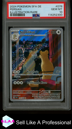 PERSIAN ILLUSTRATION RARE POKEMON GERMAN SFA DE-SHROUDED FABLE 2024 078 PSA 10 - Image 1