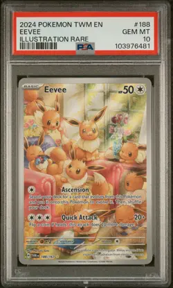 2024 POKEMON TWM EN-TWILIGHT MASQUERADE ILLUSTRATION RARE #188 EEVEE PSA 10 - Image 1