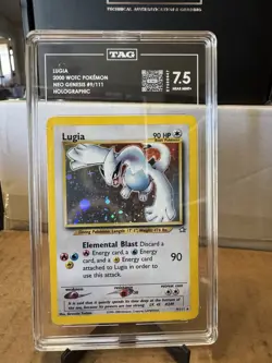 Lugia 2000 Neo Genesis Pokemon Holo 9/111 Unlimited TAG 7.5 Near Mint+ - Image 1