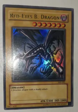 Yi-Gi-Oh! Red-Eyes B. Dragon, SDJ-001, Ultra Rare, Holo, 1996, LP - Image 4