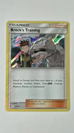 Brock's Training Holo 55/68 Hidden Fates S&M Pokemon Card TCG - Image 1