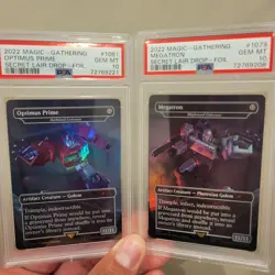 Mtg Secret Lair 2022 Megatron & Optimus Prime Foil Psa 10 Gem Set! - Image 1