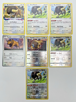 Pokemon Tcg Lot of 7 Tauros, Bouffalant Reverse Holo Common basic - Image 1